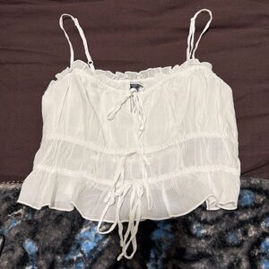 American Eagle Outfitters White Ruffled Camisole